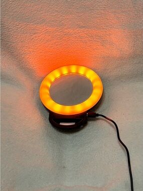 Orange LED Ring Light - Compact Clip-On Portable Lamp